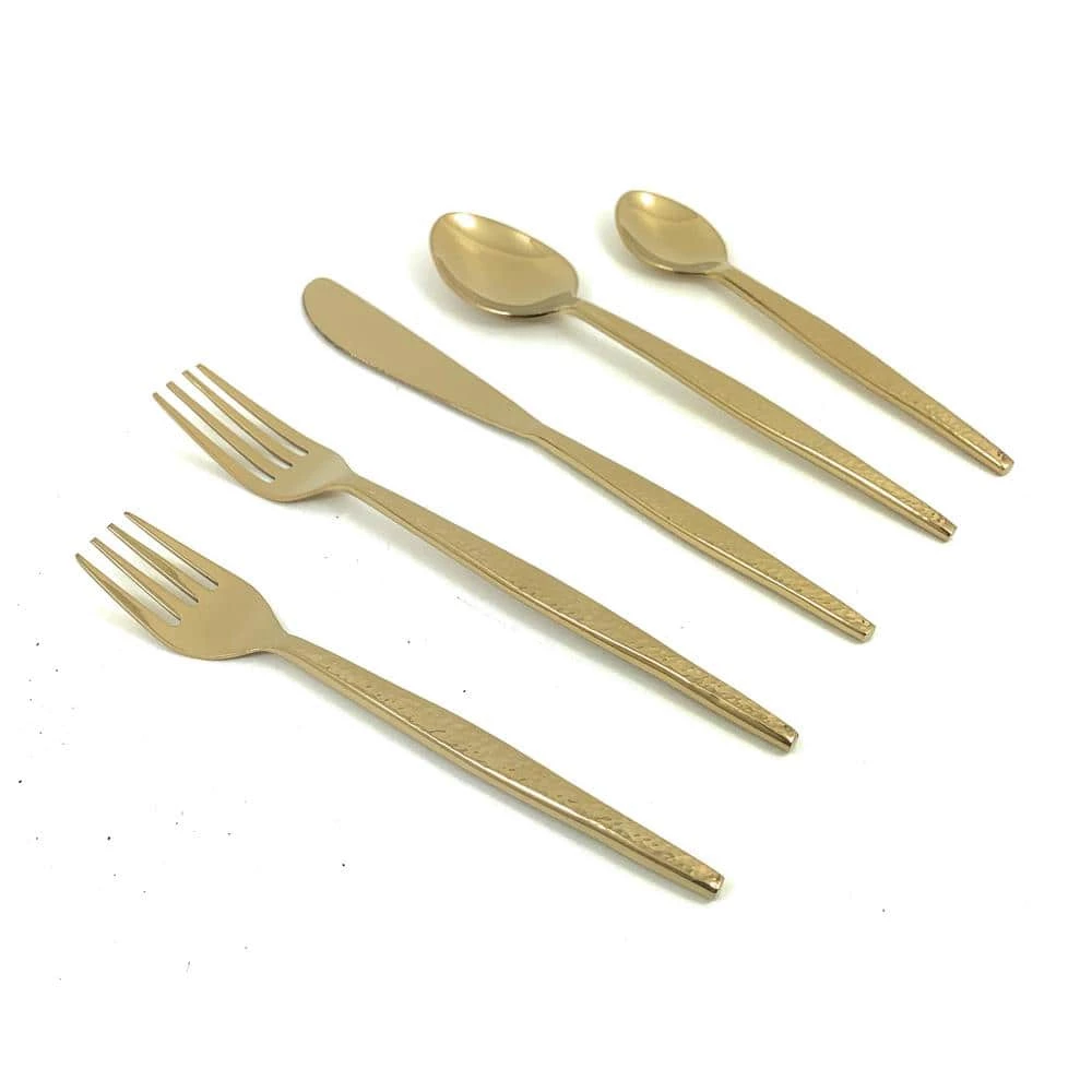 Flatware Gold Plated 5-Piece Place Setting by Vibhsa 1 Flatware Gold Plated 5-Piece Place Setting by Vibhsa