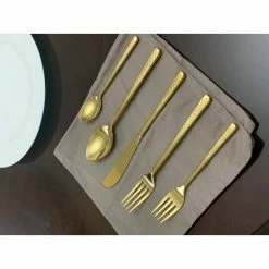 20-Piece Gold Hammered Flatware Set (Service for 4) by Vibhsa 8 20-Piece Gold Hammered Flatware Set (Service for 4) by Vibhsa -Flatware Sales Store gold flatware sets tipl002 4f 1000