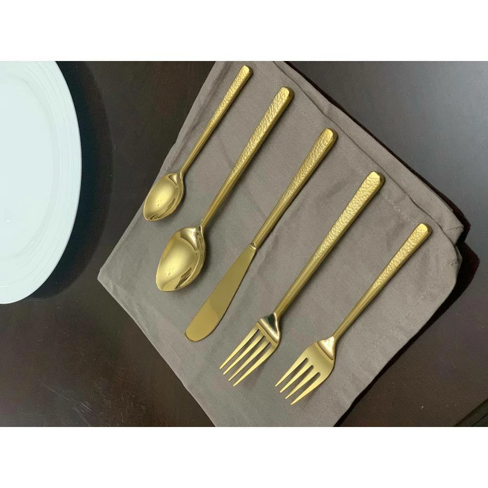 20-Piece Gold Hammered Flatware Set (Service for 4) by Vibhsa 3 20-Piece Gold Hammered Flatware Set (Service for 4) by Vibhsa - Image 3