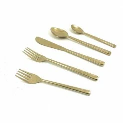 Flatware Gold 5-Piece Place Setting-Hammered by Vibhsa