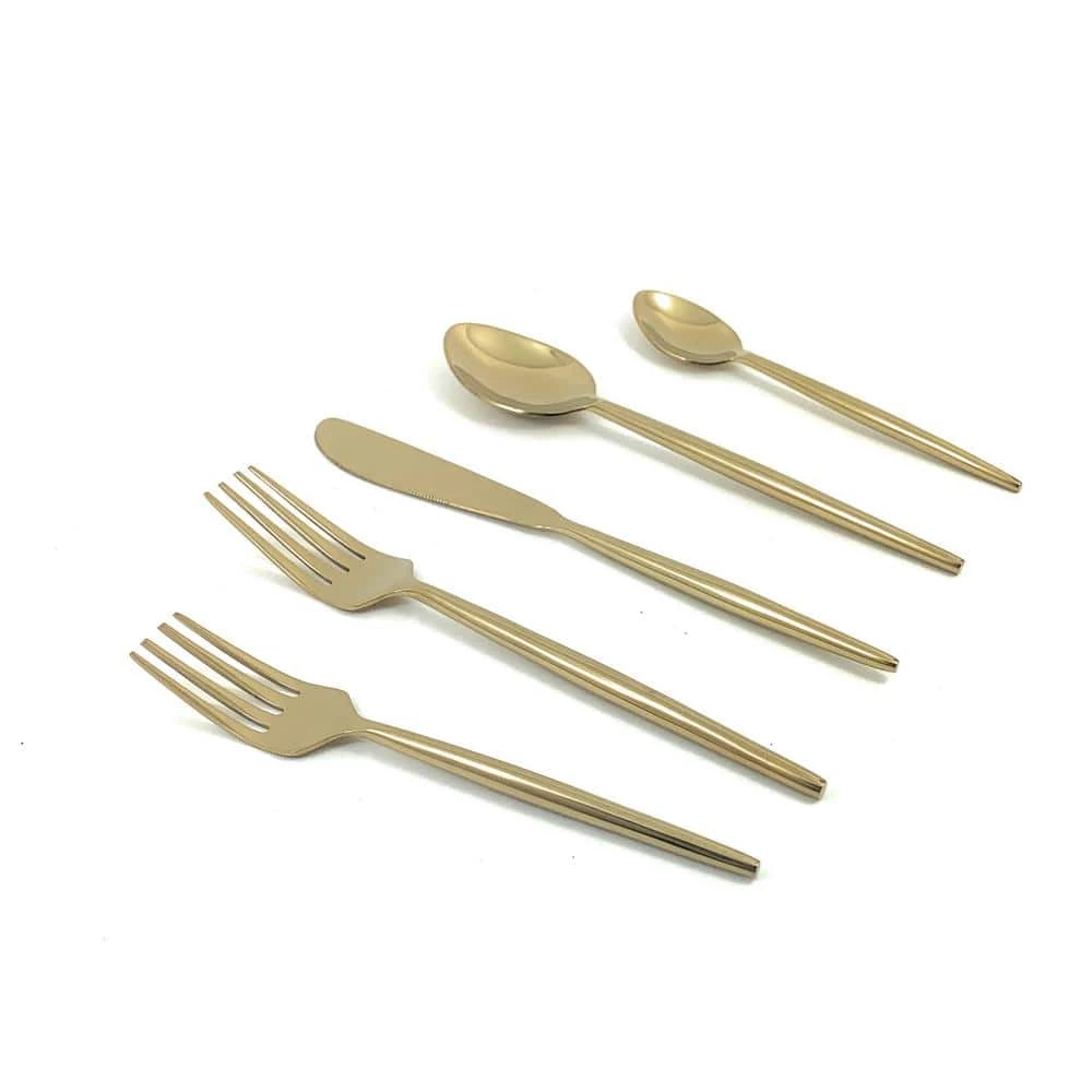 Flatware Gold 5-Piece Stainless Steel 18/0 Modern Place Setting by Vibhsa 1 Flatware Gold 5-Piece Stainless Steel 18/0 Modern Place Setting by Vibhsa