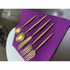 Flatware Gold 5-Piece Stainless Steel 18/0 Modern Place Setting by Vibhsa 13 Flatware Gold 5-Piece Stainless Steel 18/0 Modern Place Setting by Vibhsa -Flatware Sales Store gold flatware sets tipl006ps 76 1000