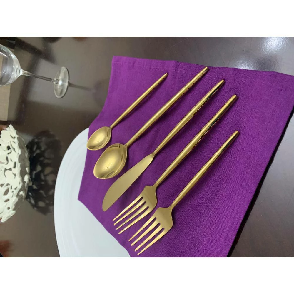 Flatware Gold 5-Piece Stainless Steel 18/0 Modern Place Setting by Vibhsa 2 Flatware Gold 5-Piece Stainless Steel 18/0 Modern Place Setting by Vibhsa - Image 2
