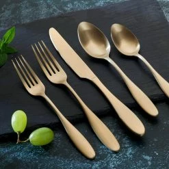 Ellie 20 Piece Matte Gold 18-0 Stainless Steel Flatware Set, Service for 4 by ORNATIVE 7 Ellie 20 Piece Matte Gold 18-0 Stainless Steel Flatware Set, Service for 4 by ORNATIVE -Flatware Sales Store gold ornative flatware sets 09320gdr1 31 1000