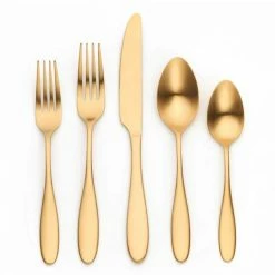 Ellie 20 Piece Matte Gold 18-0 Stainless Steel Flatware Set, Service for 4 by ORNATIVE