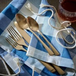 Clara 20 Piece Matte Gold 18/0 Stainless Steel Flatware Set, Service for 4 by ORNATIVE -Flatware Sales Store gold ornative flatware sets 10820gdr1 31 1000