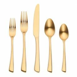 Flatware Sales Store 6 Clara 20 Piece Matte Gold 18/0 Stainless Steel Flatware Set, Service for 4 by ORNATIVE