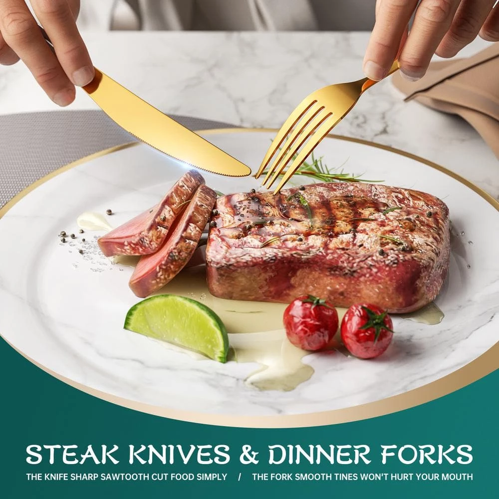 30-Piece Gold Stainless Steel Flatware Set (Service for 6) by vancasso 4 30-Piece Gold Stainless Steel Flatware Set (Service for 6) by vancasso - Image 4