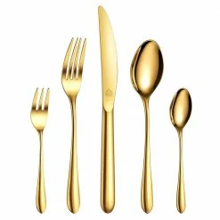 30-Piece Gold Stainless Steel Flatware Set (Service for 6) by vancasso