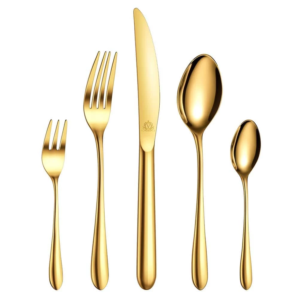30-Piece Gold Stainless Steel Flatware Set (Service for 6) by vancasso 1 30-Piece Gold Stainless Steel Flatware Set (Service for 6) by vancasso