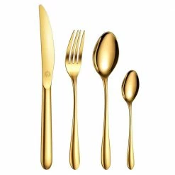 48-Piece Gold Stainless Steel Flatware Set (Service for 12) by vancasso