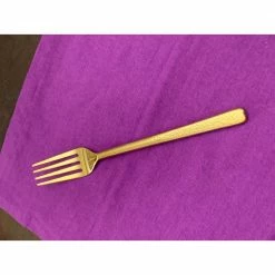 Flatware 6-Pieces Dinner Fork-Hammered, Golden by Vibhsa