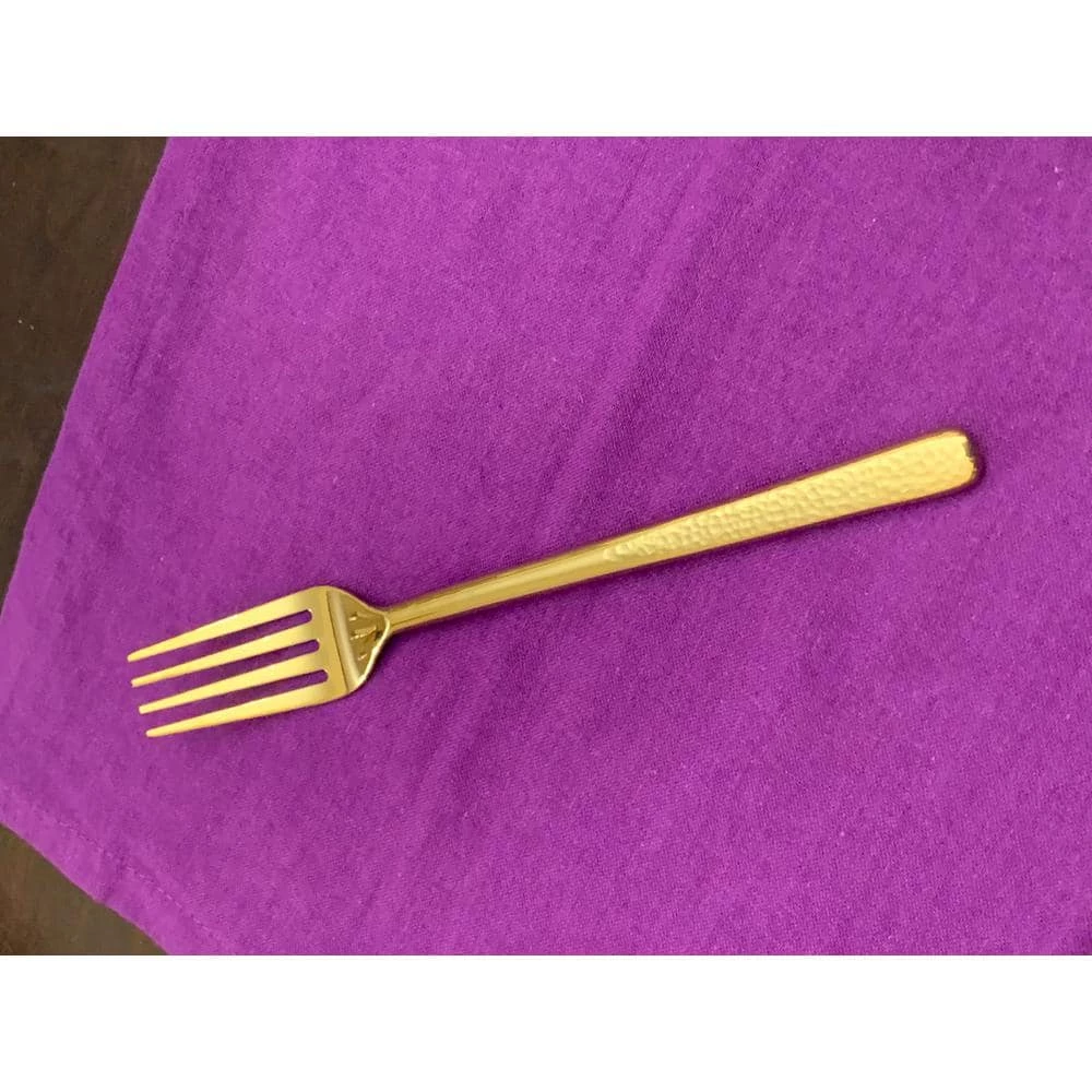 Flatware 6-Pieces Dinner Fork-Hammered, Golden by Vibhsa 1 Flatware 6-Pieces Dinner Fork-Hammered, Golden by Vibhsa