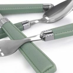 Buckstrap 16-Piece Pewter Green Flatware Set with Caddy by Gibson -Flatware Sales Store green gibson serving sets 985115544m 1f 1000