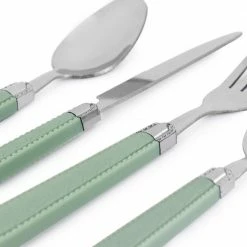 Buckstrap 16-Piece Pewter Green Flatware Set with Caddy by Gibson -Flatware Sales Store green gibson serving sets 985115544m 4f 1000