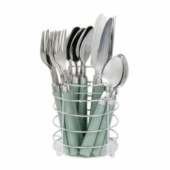 Buckstrap 16-Piece Pewter Green Flatware Set with Caddy by Gibson
