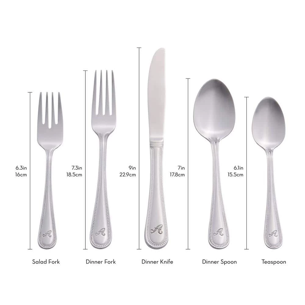 Beaded Monogrammed Letter H 46-Piece Silver Stainless Steel Flatware Set (Service for 8) by RiverRidge Home 6 Beaded Monogrammed Letter H 46-Piece Silver Stainless Steel Flatware Set (Service for 8) by RiverRidge Home - Image 6