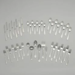 Beaded Monogrammed Letter H 46-Piece Silver Stainless Steel Flatware Set (Service for 8) by RiverRidge Home 12 Beaded Monogrammed Letter H 46-Piece Silver Stainless Steel Flatware Set (Service for 8) by RiverRidge Home -Flatware Sales Store h riverridge home flatware sets 10 152 4f 1000