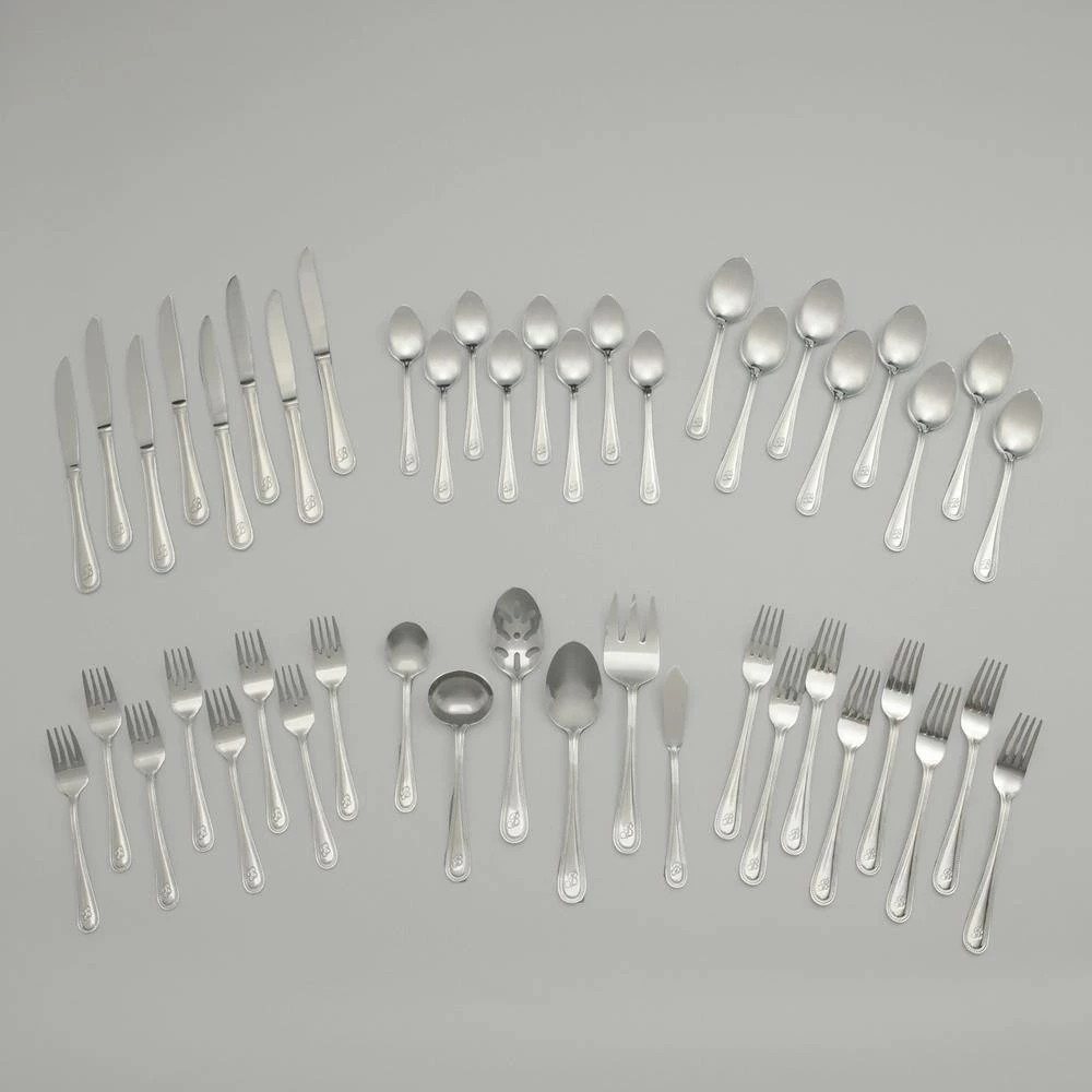 Beaded Monogrammed Letter H 46-Piece Silver Stainless Steel Flatware Set (Service for 8) by RiverRidge Home 4 Beaded Monogrammed Letter H 46-Piece Silver Stainless Steel Flatware Set (Service for 8) by RiverRidge Home - Image 4