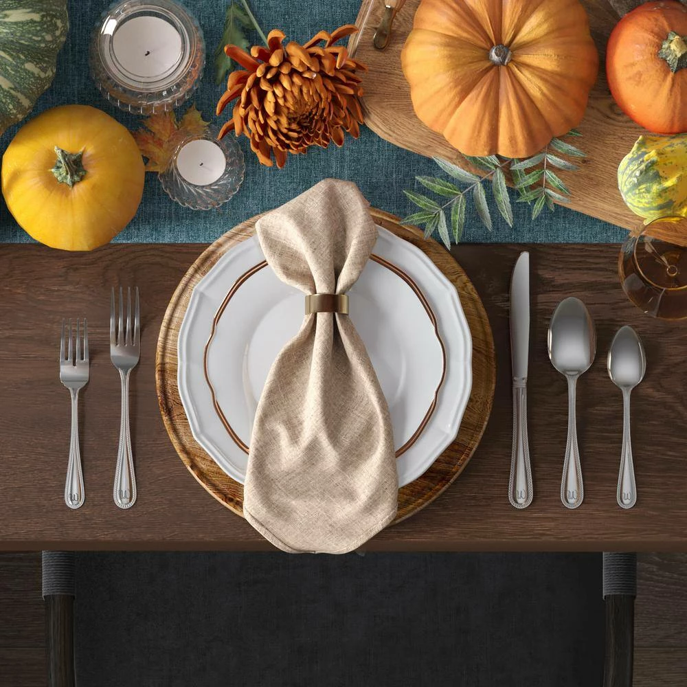 Beaded Monogrammed Letter H 46-Piece Silver Stainless Steel Flatware Set (Service for 8) by RiverRidge Home 2 Beaded Monogrammed Letter H 46-Piece Silver Stainless Steel Flatware Set (Service for 8) by RiverRidge Home - Image 2