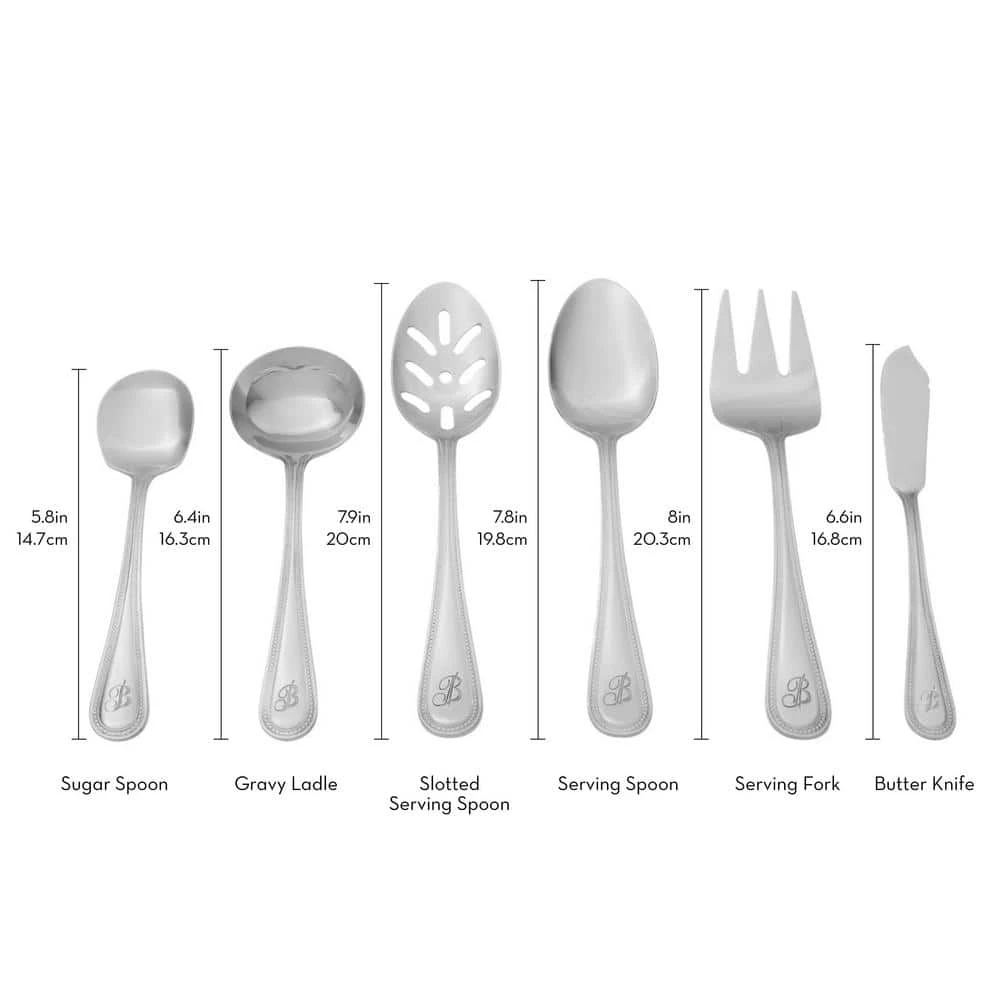 Beaded Monogrammed Letter H 46-Piece Silver Stainless Steel Flatware Set (Service for 8) by RiverRidge Home 7 Beaded Monogrammed Letter H 46-Piece Silver Stainless Steel Flatware Set (Service for 8) by RiverRidge Home - Image 7