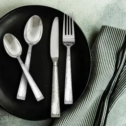 20-Piece Brocade Hammered 18/0 Stainless Steel Flatware Set (Service for 4) by HAMPTON SIGNATURE -Flatware Sales Store hammered silver hampton signature flatware sets 367b020hfn 1f 1000