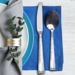 20-Piece Brocade Hammered 18/0 Stainless Steel Flatware Set (Service for 4) by HAMPTON SIGNATURE -Flatware Sales Store hammered silver hampton signature flatware sets 367b020hfn 4f 1000