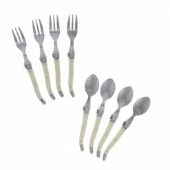 French Home 8-Piece Laguiole Dessert/Cocktail Set with Faux Ivory Handles (Service for 4) by Unbranded