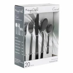 Cravat 20-Piece Matte Black Flatware Utensil Set, 18/10 Stainless Steel Silverware Metal (Service for 4) by MegaChef 15 Cravat 20-Piece Matte Black Flatware Utensil Set, 18/10 Stainless Steel Silverware Metal (Service for 4) by MegaChef -Flatware Sales Store matte black megachef flatware sets 985112460m 1f 1000