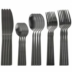 Cravat 20-Piece Matte Black Flatware Utensil Set, 18/10 Stainless Steel Silverware Metal (Service for 4) by MegaChef 13 Cravat 20-Piece Matte Black Flatware Utensil Set, 18/10 Stainless Steel Silverware Metal (Service for 4) by MegaChef -Flatware Sales Store matte black megachef flatware sets 985112460m c3 1000