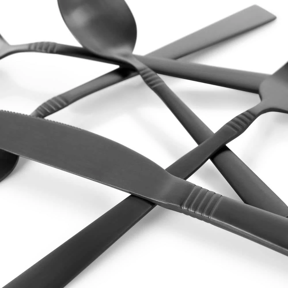 Cravat 20-Piece Matte Black Flatware Utensil Set, 18/10 Stainless Steel Silverware Metal (Service for 4) by MegaChef 8 Cravat 20-Piece Matte Black Flatware Utensil Set, 18/10 Stainless Steel Silverware Metal (Service for 4) by MegaChef - Image 8