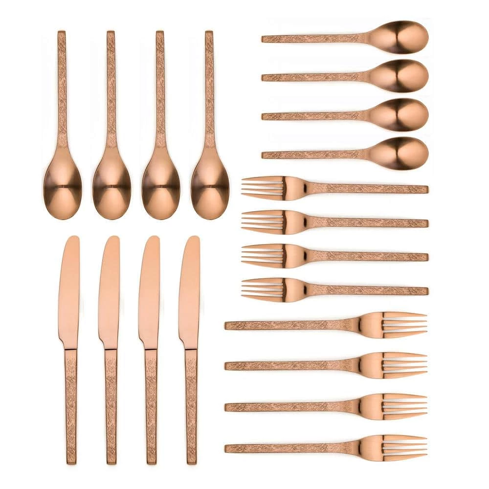 Eve 20 Piece Matte Copper 18/0 Stainless Steel Flatware Set, Service for 4 by ORNATIVE 4 Eve 20 Piece Matte Copper 18/0 Stainless Steel Flatware Set, Service for 4 by ORNATIVE - Image 4