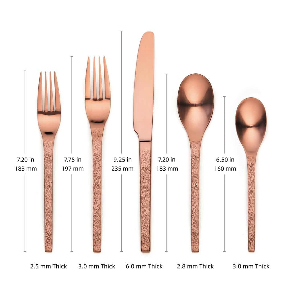 Eve 20 Piece Matte Copper 18/0 Stainless Steel Flatware Set, Service for 4 by ORNATIVE 2 Eve 20 Piece Matte Copper 18/0 Stainless Steel Flatware Set, Service for 4 by ORNATIVE - Image 2