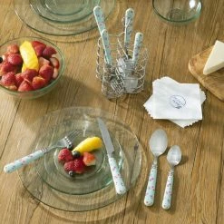 Bistro 16-Piece Bright Floral Stainless Steel Flatware Set (Service for 4) by French Home -Flatware Sales Store millennial pink fuchsia pale turquoise and white serving sets b06 1f 1000