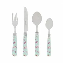 Bistro 16-Piece Bright Floral Stainless Steel Flatware Set (Service for 4) by French Home
