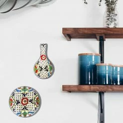 1-Piece Dots and Flowers Mexican Pottery Ceramic Spoon Rest by Global Crafts 12 1-Piece Dots and Flowers Mexican Pottery Ceramic Spoon Rest by Global Crafts -Flatware Sales Store multi serving sets mc125d gwh fa 1000