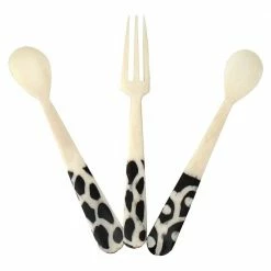 Handmade Natural Bone 2-Spoons and 1-Fork 3-Piece Appetizer Set by Global Crafts