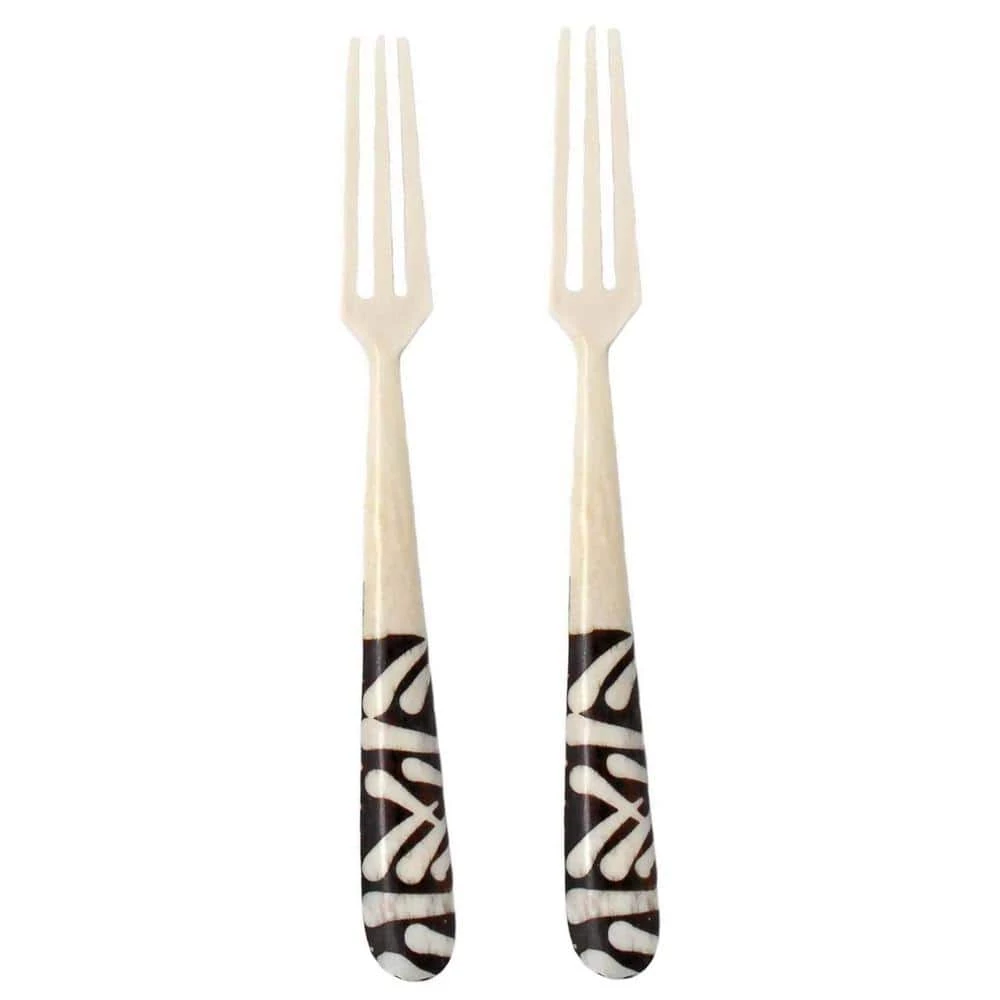 Long Batik Bone Appetizer Fork (Set of 2) by Global Crafts 1 Long Batik Bone Appetizer Fork (Set of 2) by Global Crafts
