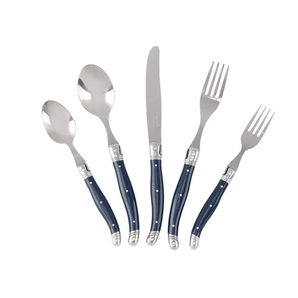 French Home Laguiole 20-Piece Navy Blue Stainless Steel Flatware Set (Service for 4) by Unbranded 1 French Home Laguiole 20-Piece Navy Blue Stainless Steel Flatware Set (Service for 4) by Unbranded
