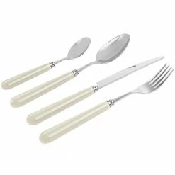 16-Piece Off-White Stainless Steel Soho Lounge Flatware Set (Service Set For 4) by GIBSON elite -Flatware Sales Store off white gibson elite flatware sets 985116643m fa 1000