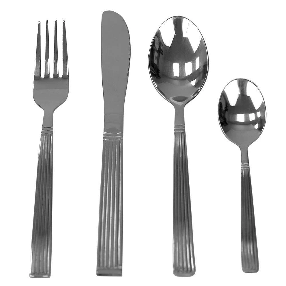 Stripes 18/0 Stainless Steel Flatware Set (Set of 16) by Unbranded 3 Stripes 18/0 Stainless Steel Flatware Set (Set of 16) by Unbranded - Image 3