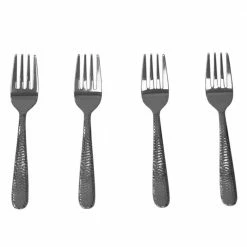 Hammered Finish Silver 18/0 Stainless Steel Salad Fork Set (Set of 4) by Unbranded