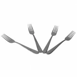 Hammered Finish Silver 18/0 Stainless Steel Dinner Fork Set (Set of 4) by Unbranded