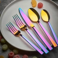 Emma 20-Piece Rainbow 18/0 Stainless Steel Flatware Set (Service for 4) by Ornative Tableware -Flatware Sales Store rainbow ornative tableware flatware sets 07520rbr1 4f 1000