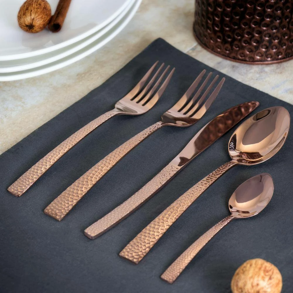 Baily 20-Piece Rose Gold Stainless Steel Flatware Set (Service for 4) by MegaChef 3 Baily 20-Piece Rose Gold Stainless Steel Flatware Set (Service for 4) by MegaChef - Image 3