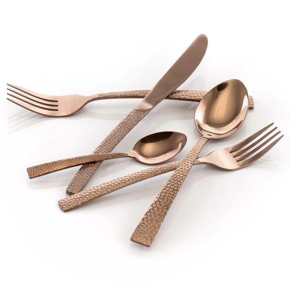 Baily 20-Piece Rose Gold Stainless Steel Flatware Set (Service for 4) by MegaChef 2 Baily 20-Piece Rose Gold Stainless Steel Flatware Set (Service for 4) by MegaChef - Image 2