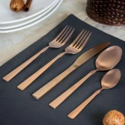 Cravat 20-Piece Matte Rose Stainless Steel Flatware Set (Service for 4) by MegaChef -Flatware Sales Store rose gold megachef flatware sets 985112458m 31 1000