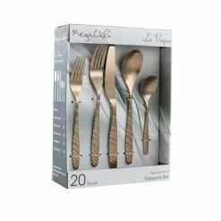 La Vague 20-Piece Matte Rose Gold Stainless Steel Flatware Set (Service for 4) by MegaChef