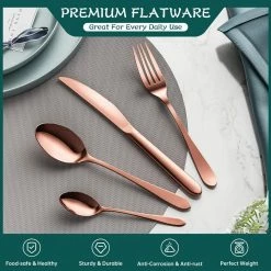 24-Piece Classic Rose Gold Stainless Steel Flatware Set (Service for 6) by vancasso -Flatware Sales Store rose gold vancasso serving sets vs sw g24 r 4f 1000