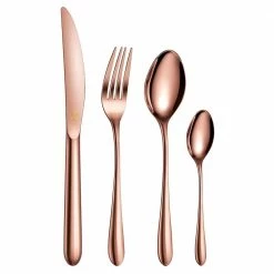 24-Piece Classic Rose Gold Stainless Steel Flatware Set (Service for 6) by vancasso